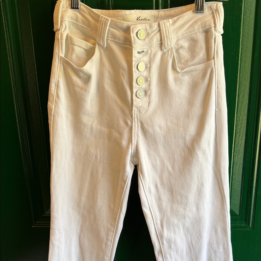 KanCan Women's High Rise Cream Jeans